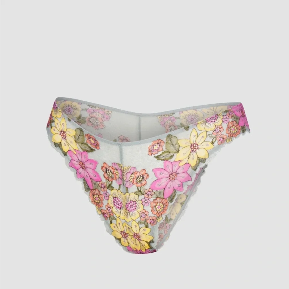 NWT,Savage X Fenty,Poppy Lace Panty,Lace Panty,Brown,Grey Floral,XL,192 Set Of 2 - Picture 2 of 8